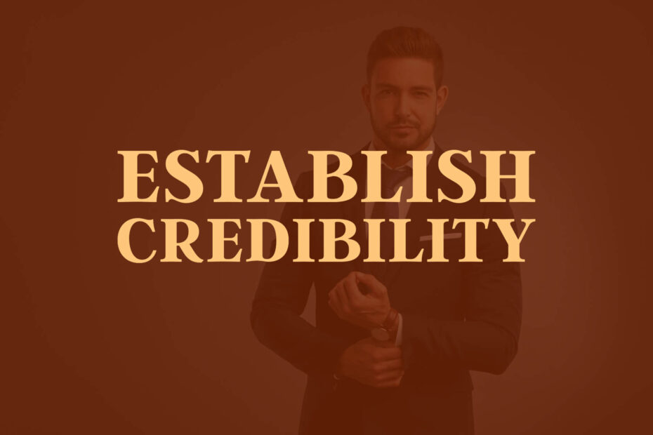 Establish business credibility through professional design with a man in a suit standing behind the text